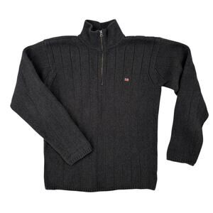 Vintage Ralph Lauren Polo Jeans Co Ribbed Knit Mens Med 1/4 Zip Sweater Cotton